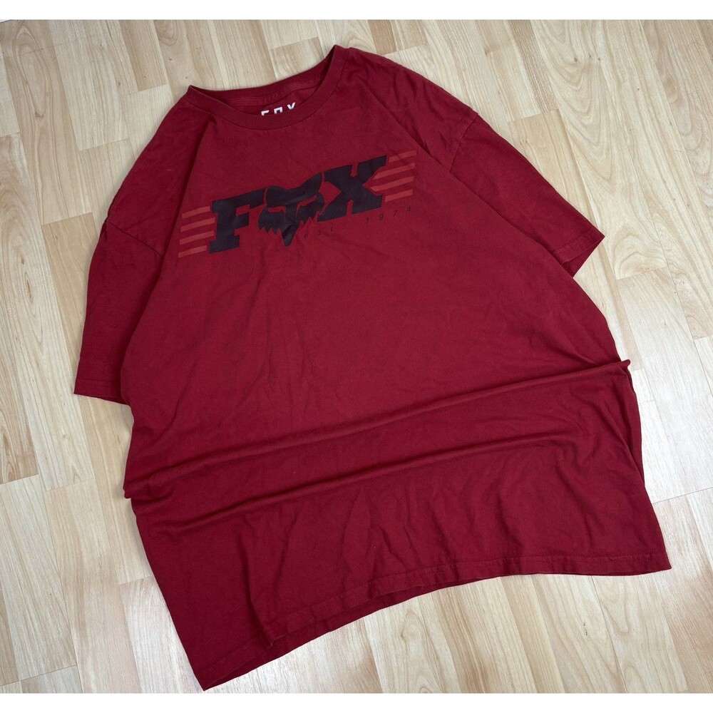 Y2K Fox Racing Graphic T-Shirt / Red / Size XL